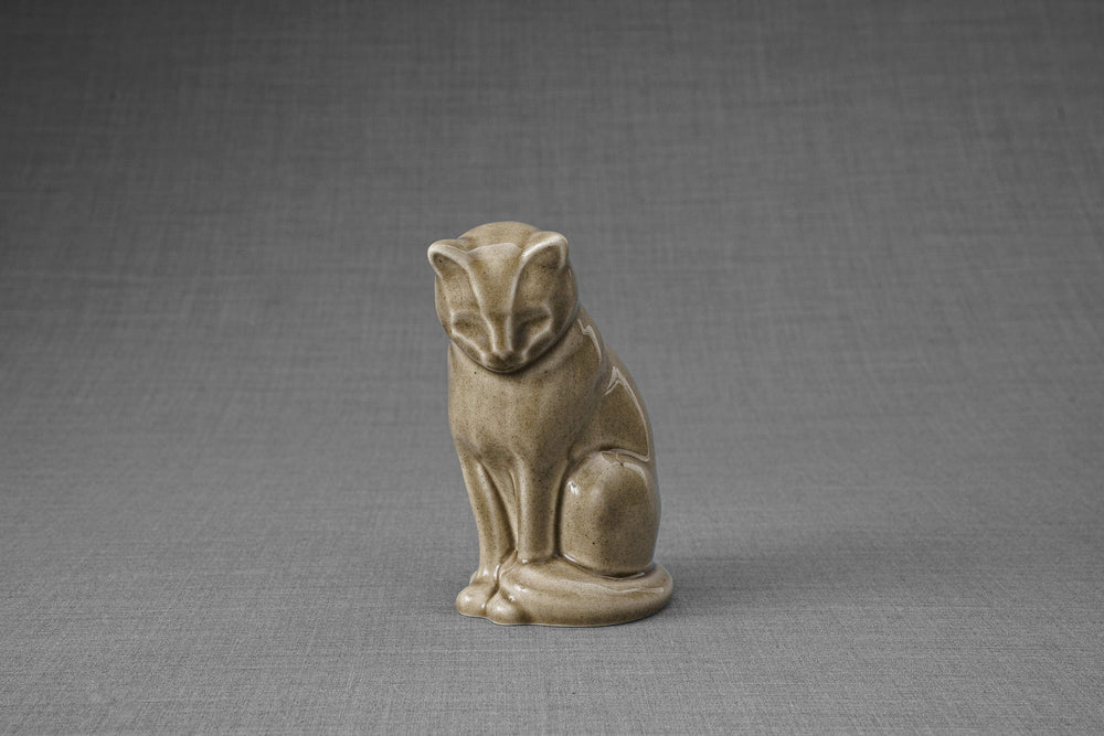 Pulvis Art Urns Pet Urn Mini Pet Urn for Ashes Neko - Beige Gray | Handmade | Ceramic