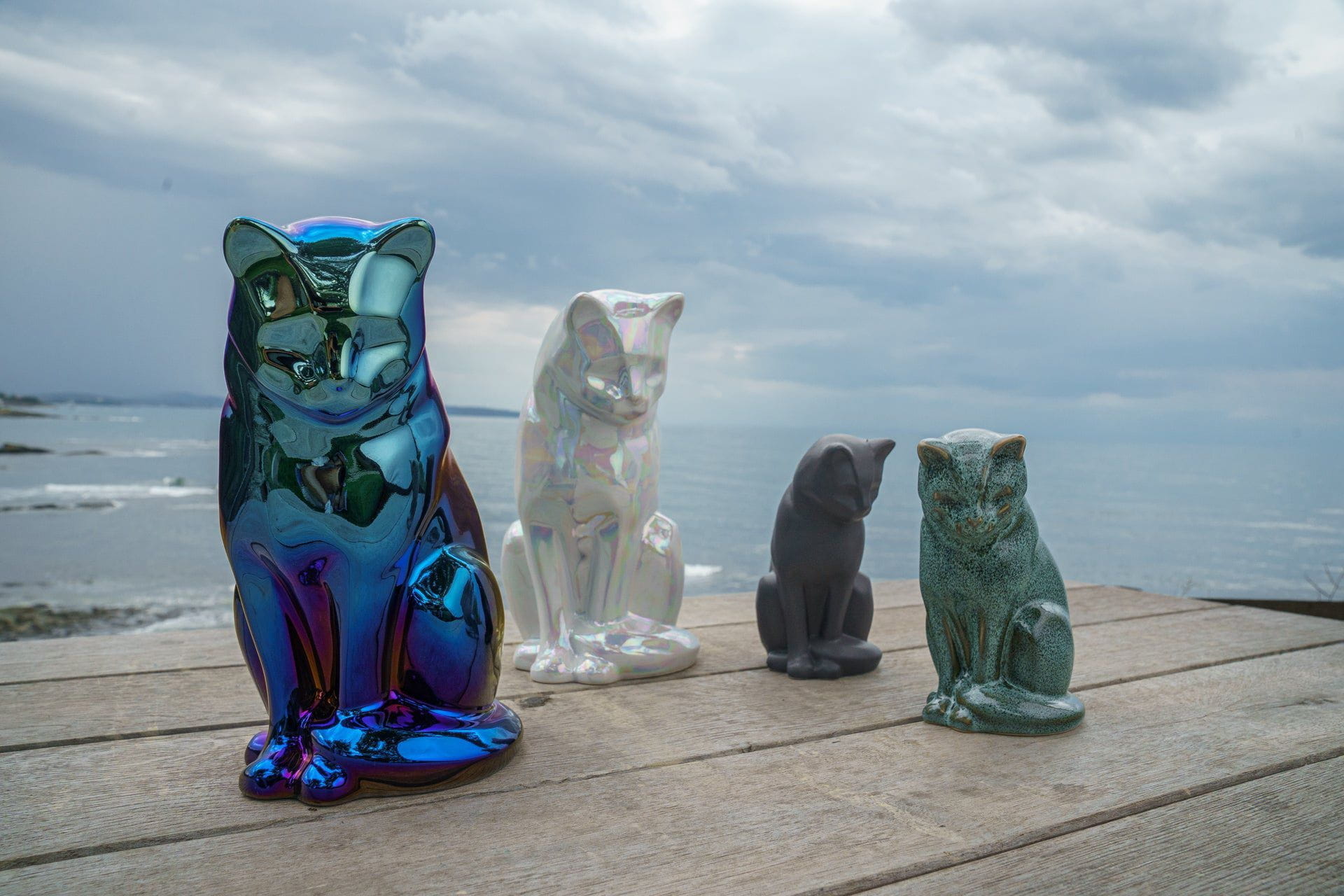 Mini Pet Urn for Ashes Neko - Blue Melange | Ceramic | Handmade Cat Urn - Pulvis Art Urns