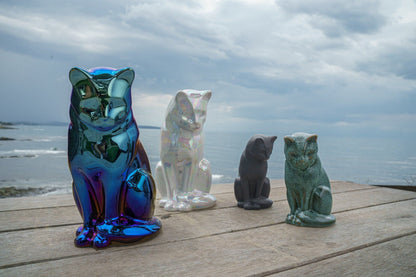 Mini Pet Urn for Ashes Neko - Blue Melange | Ceramic | Handmade Cat Urn - Pulvis Art Urns