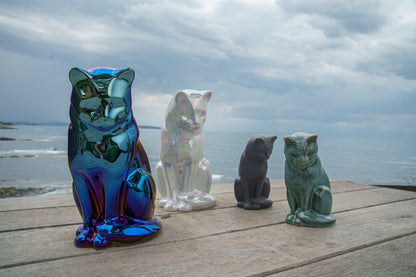 Mini Pet Urn for Ashes Neko - Dark Matte | Ceramic | Handmade Cat Urn - Pulvis Art Urns