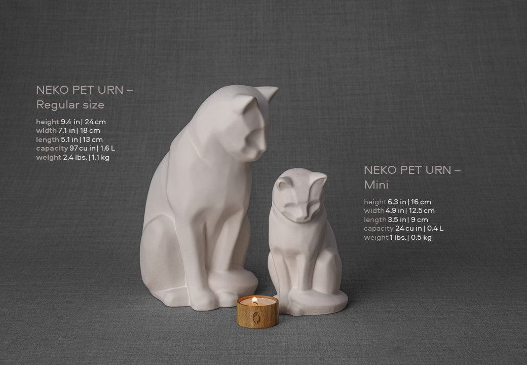 Mini Pet Urn for Ashes Neko - Lamp Black | Handmade | Ceramic Cat Urn - Pulvis Art Urns