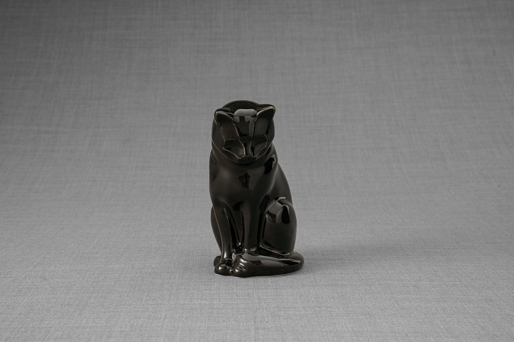 Pulvis Art Urns Pet Urn Mini Pet Urn for Ashes Neko - Lamp Black | Handmade | Ceramic