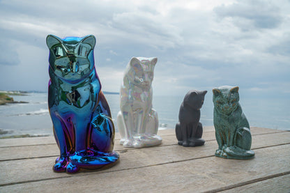 Mini Pet Urn for Ashes Neko - Oily Green Melange | Ceramic Cat Urn - Pulvis Art Urns