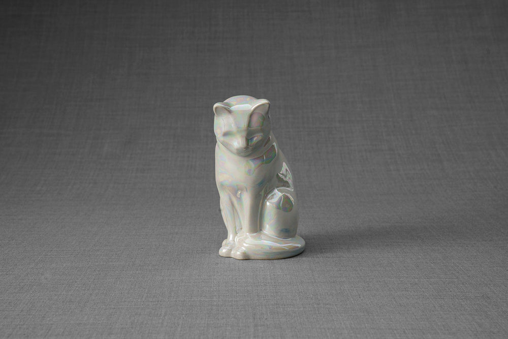 Pulvis Art Urns Pet Urn Mini Pet Urn for Ashes Neko - Pearly White | Handmade | Ceramic