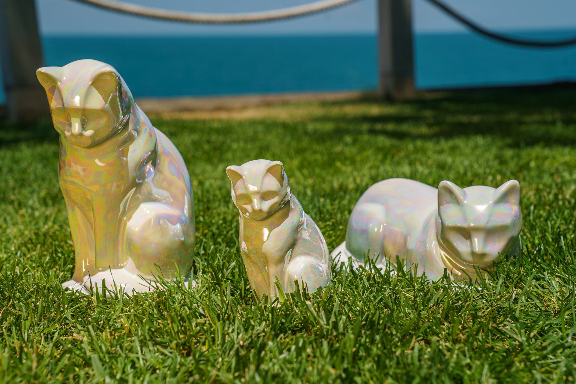 Mini Pet Urn for Ashes Neko - Pearly White | Handmade | Ceramic Cat Urn - Pulvis Art Urns