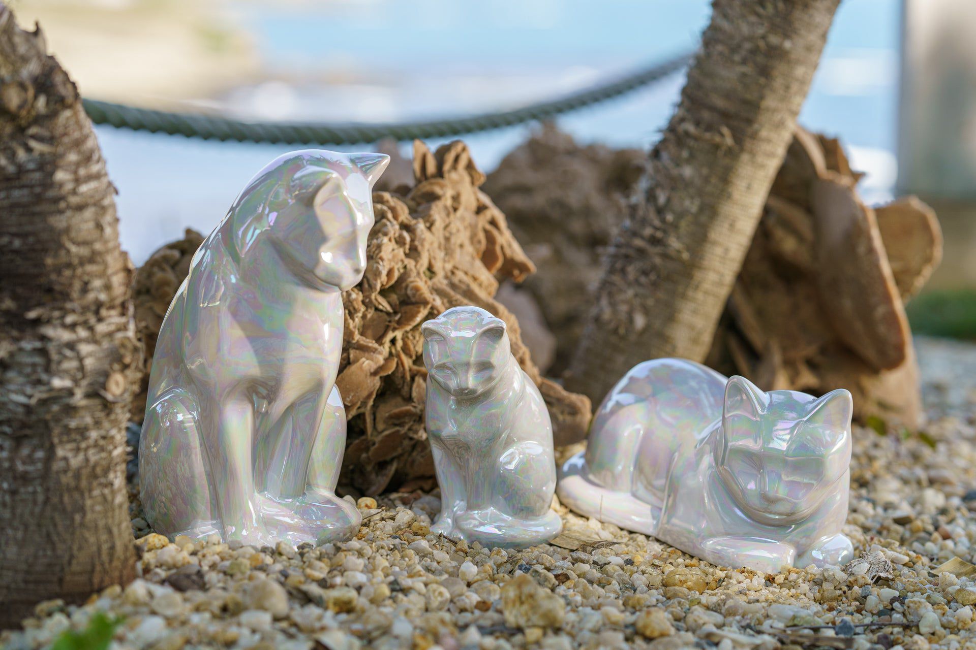 Mini Pet Urn for Ashes Neko - Pearly White | Handmade | Ceramic Cat Urn - Pulvis Art Urns