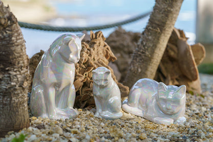 Mini Pet Urn for Ashes Neko - Pearly White | Handmade | Ceramic Cat Urn - Pulvis Art Urns