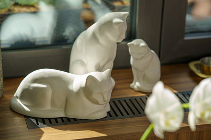 Mini Pet Urn for Ashes Neko - White Matte | Ceramic | Handmade Cat Urn - Pulvis Art Urns