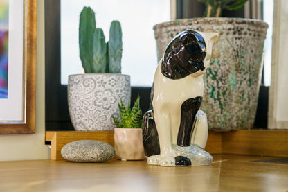 Neko Hand Decorated Pet Urn "Tuxedo" - Ceramic | Handmade Pet Urn - Pulvis Art Urns