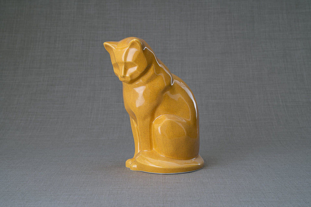 Pulvis Art Urns Pet Urn Neko Pet Urn for Ashes - Amber Yellow | Ceramic | Handmade
