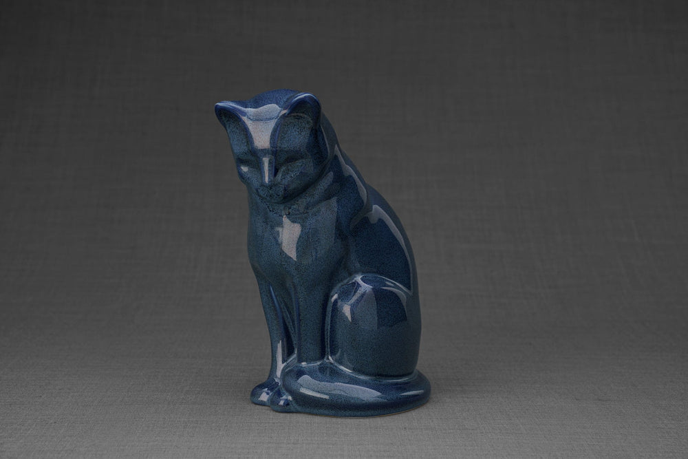 Pulvis Art Urns Pet Urn Neko Pet Urn for Ashes - Blue Melange | Ceramic | Handmade