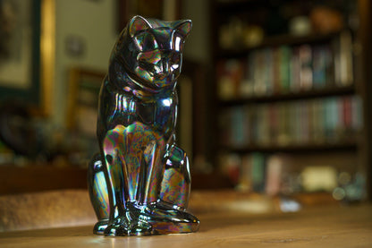 Neko Pet Urn for Ashes - Glossy Blue | Ceramic | Handmade - Pulvis Art Urns