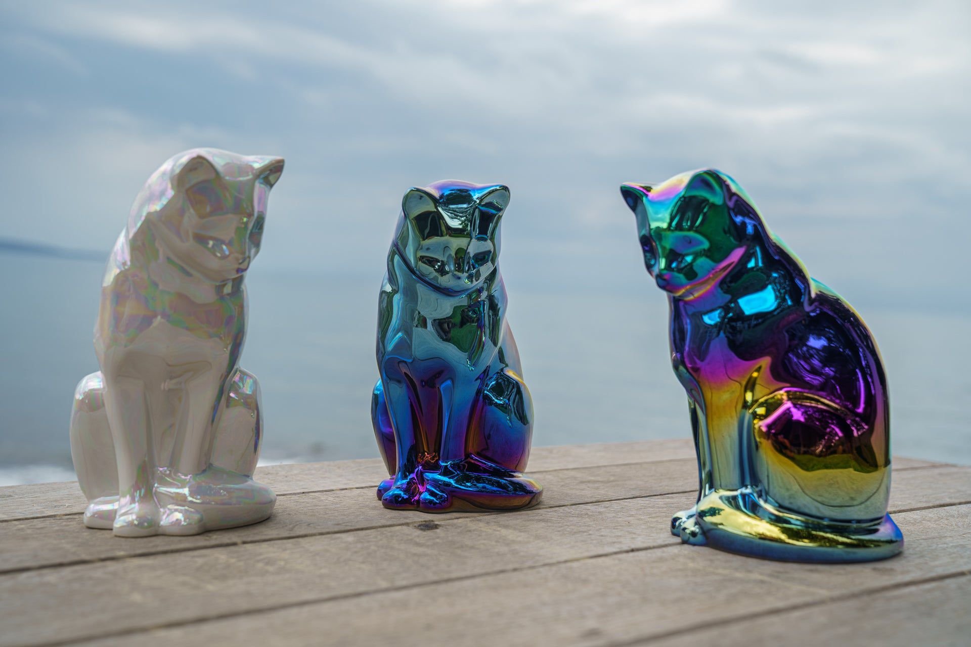 Neko Pet Urn for Ashes - Glossy Blue | Ceramic | Handmade - Pulvis Art Urns