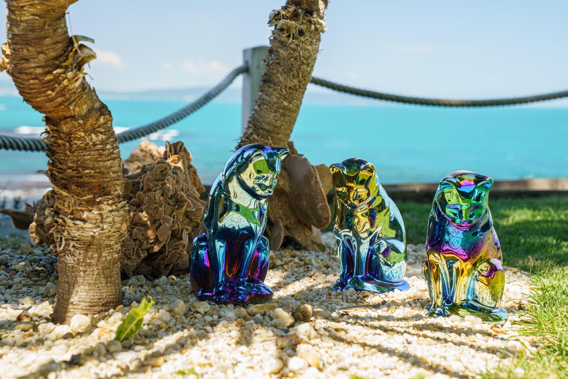 Neko Pet Urn for Ashes - Glossy Blue | Ceramic | Handmade - Pulvis Art Urns