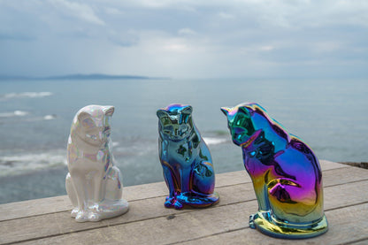 Neko Pet Urn for Ashes - Glossy Blue | Ceramic | Handmade - Pulvis Art Urns