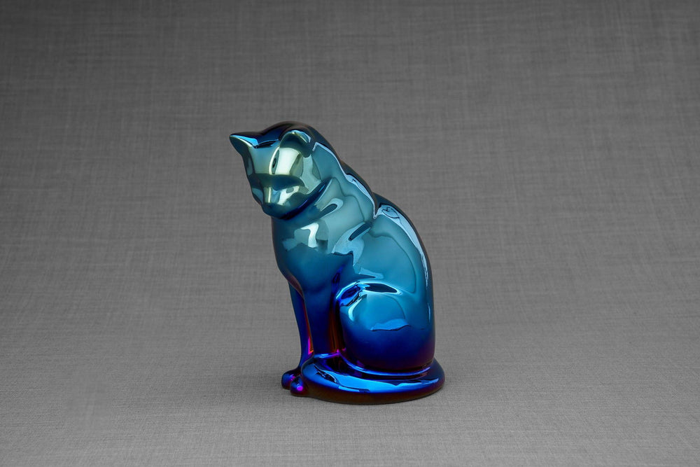 Pulvis Art Urns Pet Urn Neko Pet Urn for Ashes - Glossy Blue | Ceramic | Handmade