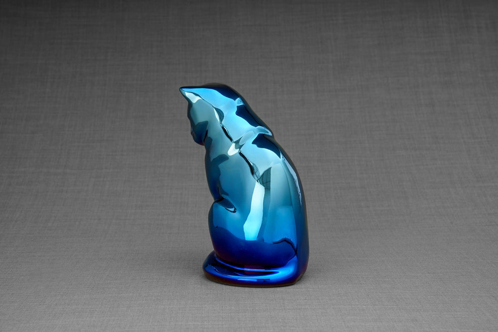 Pulvis Art Urns Pet Urn Neko Pet Urn for Ashes - Glossy Blue | Ceramic | Handmade