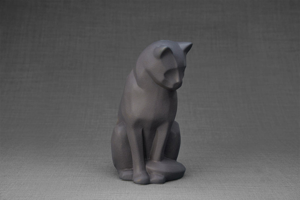 Pulvis Art Urns Pet Urn Neko Pet Urn for Ashes - Gray Matte | Ceramic | Handmade