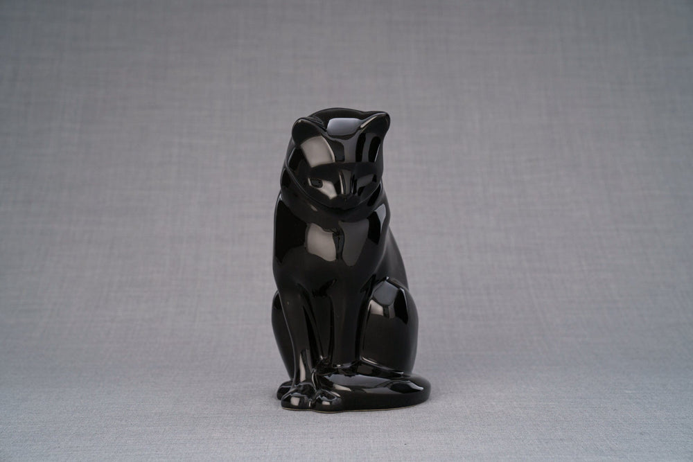 Pulvis Art Urns Pet Urn Neko Pet Urn for Ashes - Lamp Black | Ceramic | Handmade