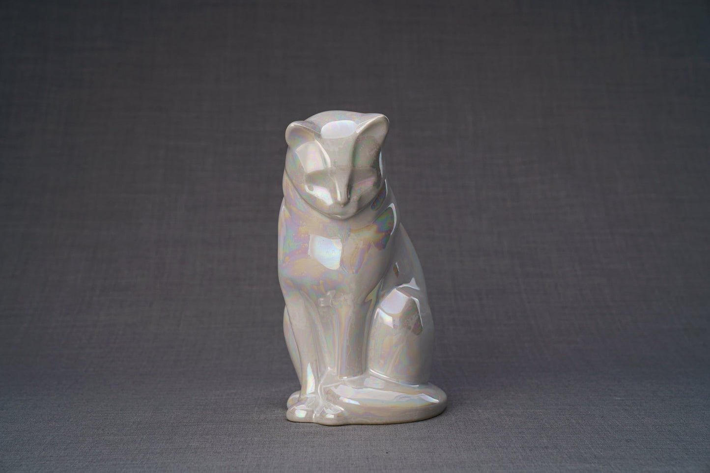 Pulvis Art Urns Pet Urn Neko Pet Urn for Ashes - Pearl White | Ceramic | Handmade
