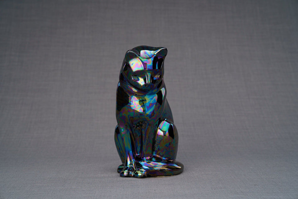 Pulvis Art Urns Pet Urn Neko Pet Urn for Ashes - Rainbow Black | Ceramic | Handmade
