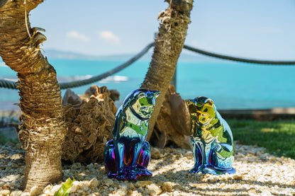 Neko Pet Urn for Ashes - Shiny Yellow | Ceramic | Handmade - Pulvis Art Urns