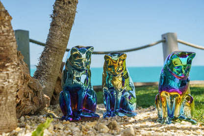 Neko Pet Urn for Ashes - Shiny Yellow | Ceramic | Handmade - Pulvis Art Urns