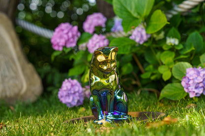 Neko Pet Urn for Ashes - Shiny Yellow | Ceramic | Handmade - Pulvis Art Urns