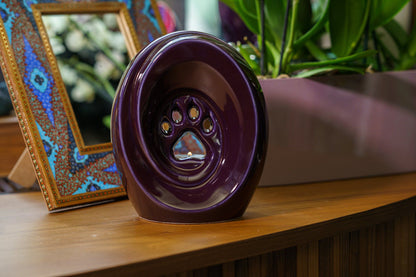 Paw Pet Urn for Ashes - Violet | Ceramic | Handmade Pet Urn - Pulvis Art Urns