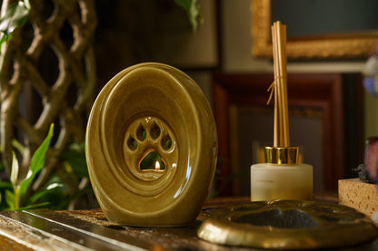 Paw Pet Urn for Ashes - Beige Grey | Ceramic | Handmade - Pulvis Art Urns