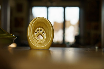 Paw Pet Urn for Ashes - Beige Grey | Ceramic | Handmade - Pulvis Art Urns