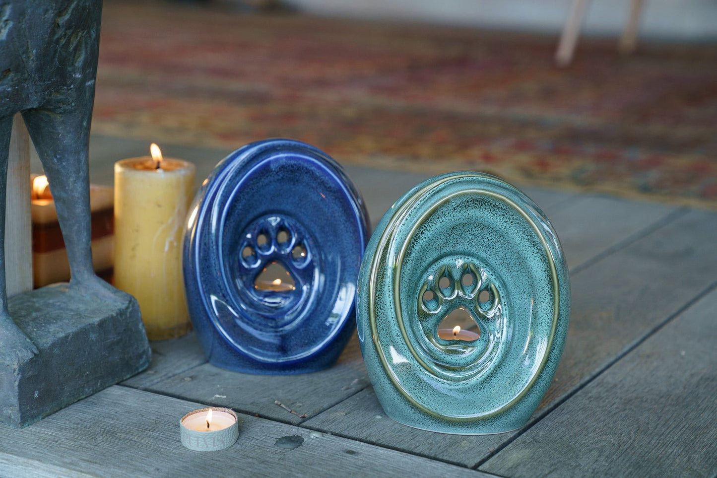 
                  
                    Pulvis Art Urns Pet Urn Paw Pet Urn for Ashes - Blue Melange | Ceramic | Handmade
                  
                