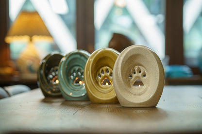 Paw Pet Urn for Ashes - Oily Green | Ceramic | Handmade Pet Urn - Pulvis Art Urns