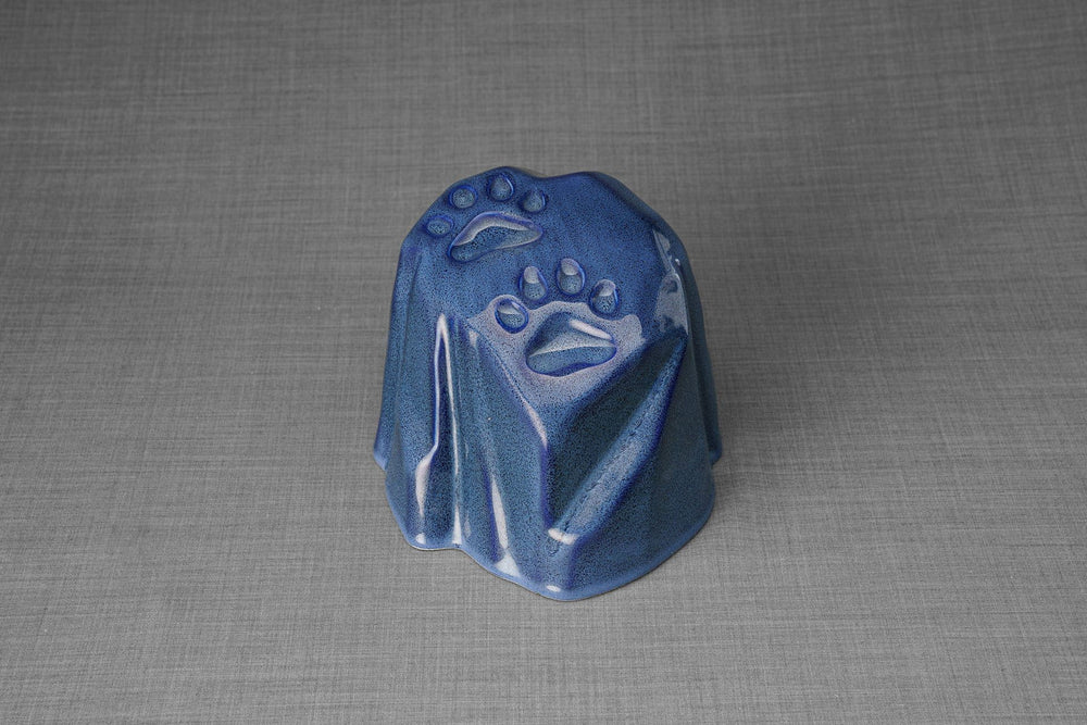 Pulvis Art Urns Pet Urn Paw Print Urn For Pet Ashes - Blue Melange | Ceramic