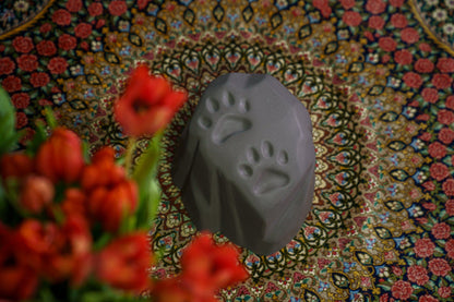 Paw Print Urn For Pet Ashes - Grey Matte | Ceramic Pet Urn - Pulvis Art Urns