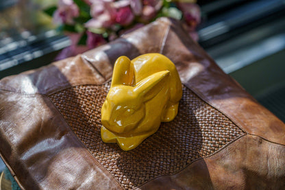 Rabbit Urn For Ashes - Amber Yellow | Ceramic Bunny Urn - Pulvis Art Urns
