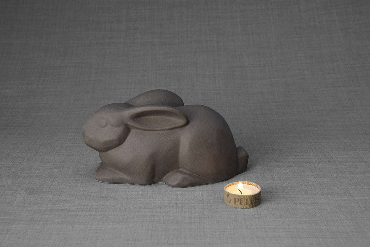 Rabbit Urn For Ashes - Grey Matte | Ceramic Bunny Urn