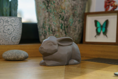 Rabbit Urn For Ashes - Grey Matte | Ceramic Bunny Urn - Pulvis Art Urns