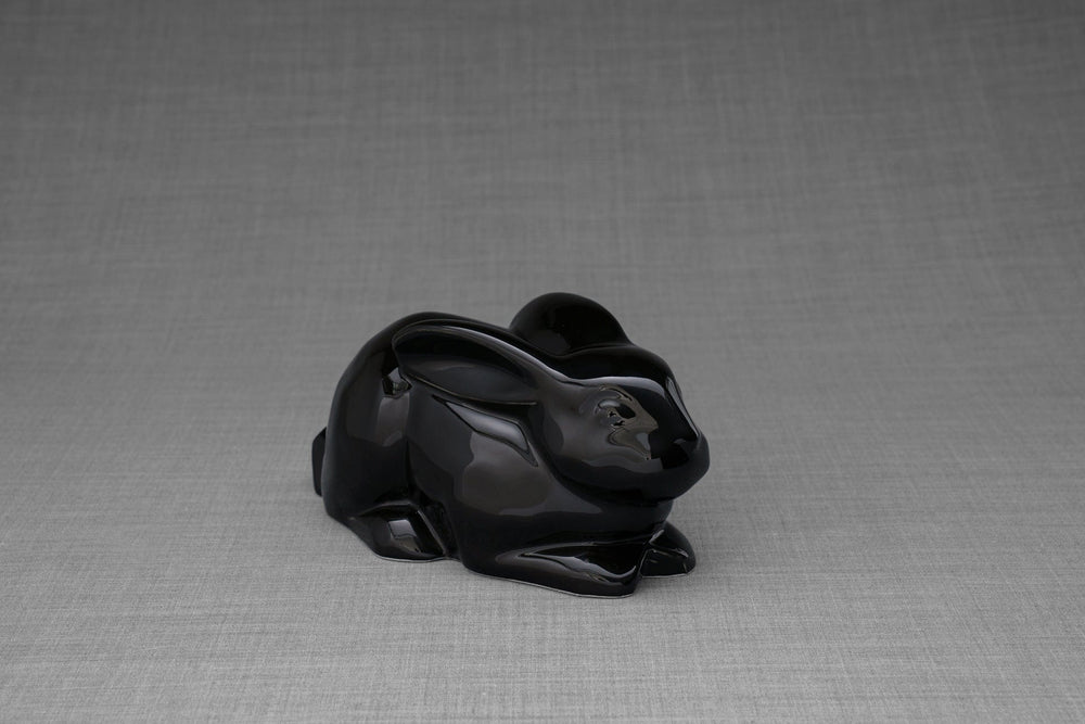 Pulvis Art Urns Pet Urn Rabbit Urn For Ashes - Lamp Black  | Ceramic Bunny Urn