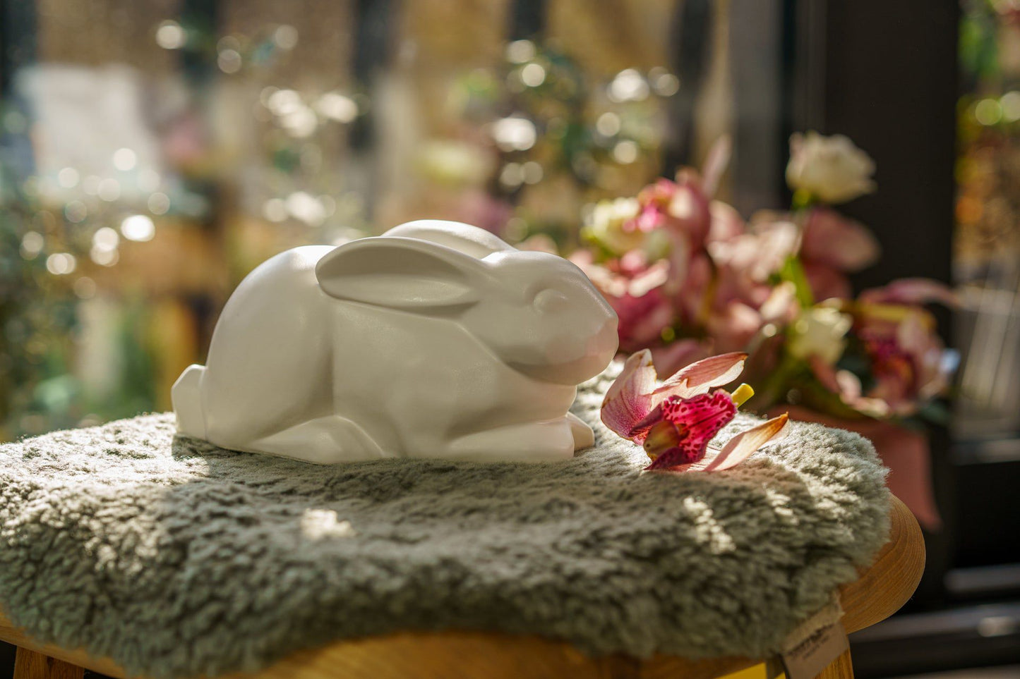 Rabbit Urn For Ashes - White Matte | Ceramic Bunny Urn