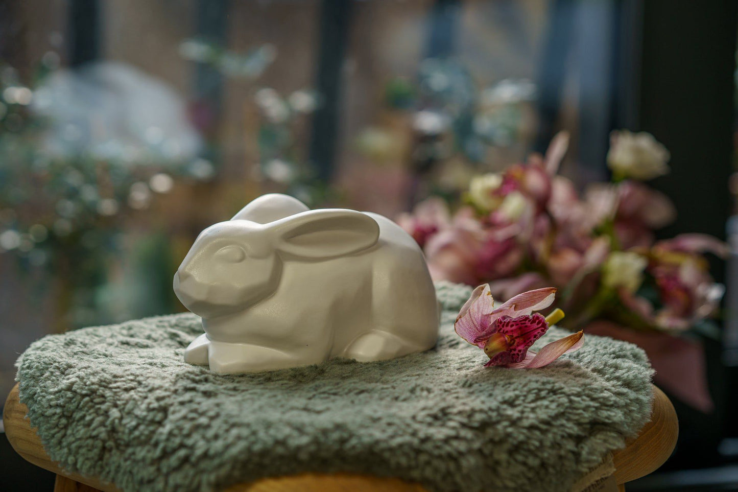 Rabbit Urn For Ashes - White Matte | Ceramic Bunny Urn