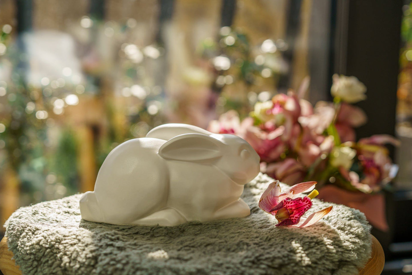 Rabbit Urn For Ashes - White Matte | Ceramic Bunny Urn