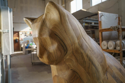 Wooden Cat Statue Memorial "Neko" - Genuine Walnut - Pulvis Art Urns