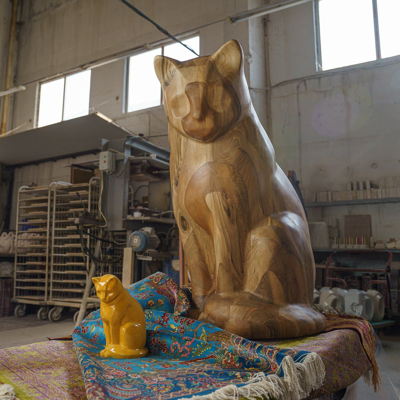 Wooden Cat Statue Memorial "Neko" - Genuine Walnut - Pulvis Art Urns