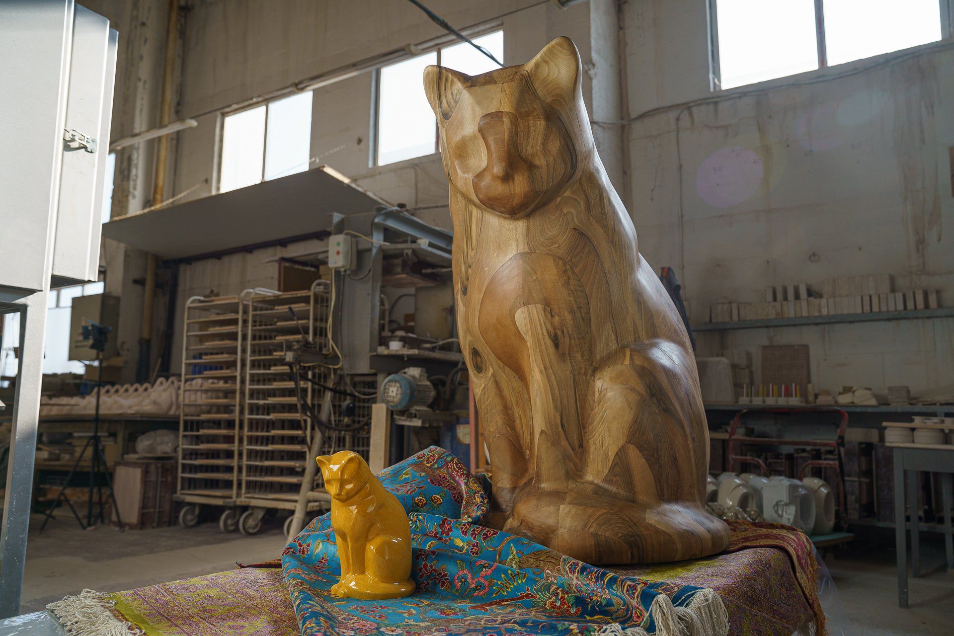 Wooden Cat Statue Memorial 