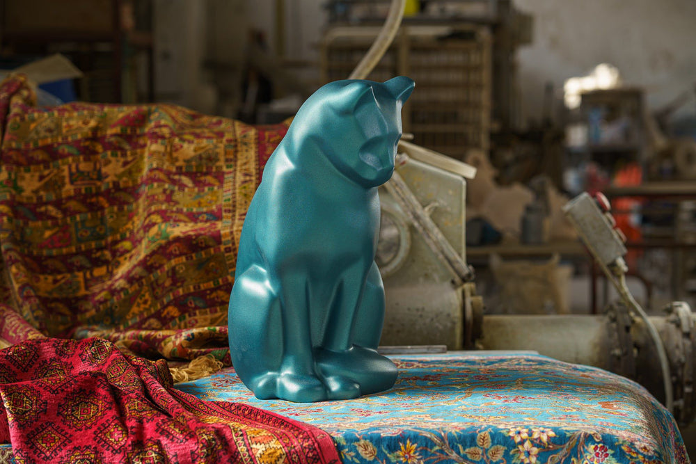 
                  
                    Pulvis Art Urns Pet Urn Wooden Cat Statue Urn "Neko" - Hand Sprayed | Azure Blue
                  
                