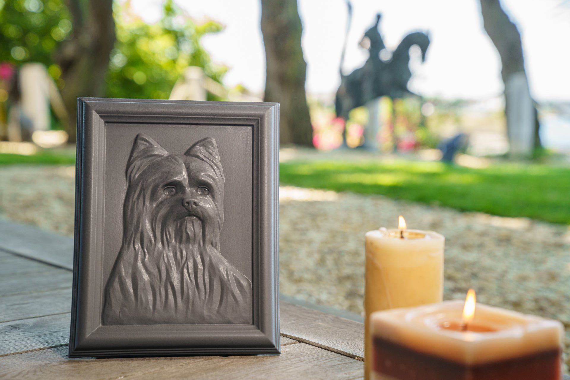 Yorkie Pet Urn - Gray Matte | Ceramic | Handmade - Pulvis Art Urns